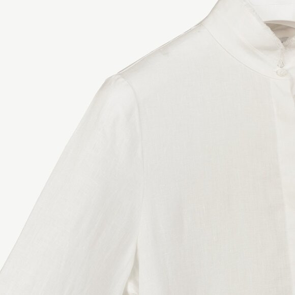 Loro Piana White Linen Fringe-Trim Long-Sleeve Buttoned Shirt - Picture 5 of 10